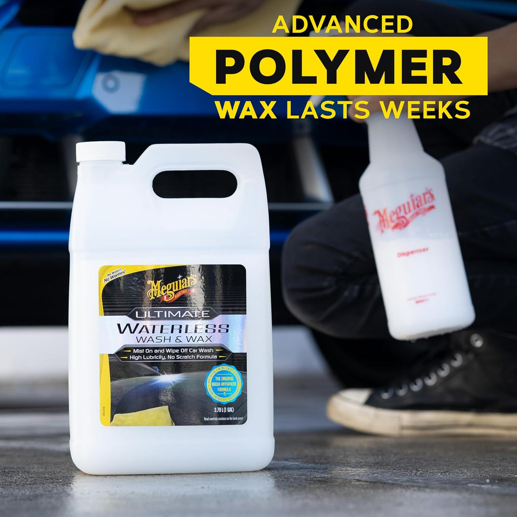 Meguiar's Ultimate Waterless Wash & Wax - Waterless Car Wash & Wax Without Swirling or Scratching - Easy Car Maintenance, No Water Required -1 Gallon (128 Oz)