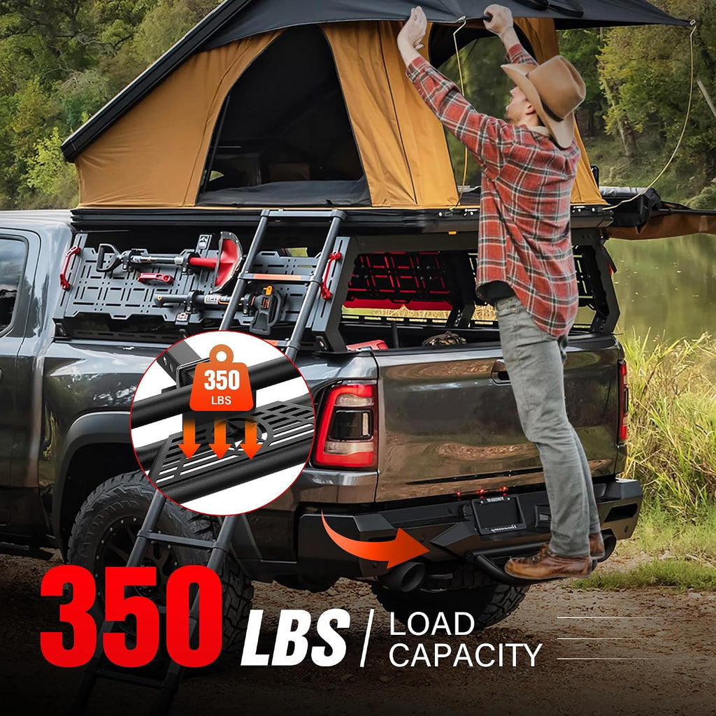 YZONA Tow Hitch Step Trailer for 2 Inch Receiver, with Pin Lock & U-Bolts Stabilize, Compatible with Pickups Trucks Vans SUVs ATVs, Towing Bumper Guard Protector Rear bar (Heavy-Duty Carbon Steel)