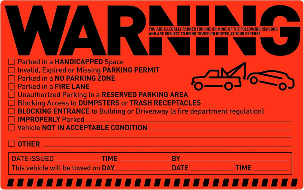Easykart Labels 250 Parking Violation Notice Tow Stickers