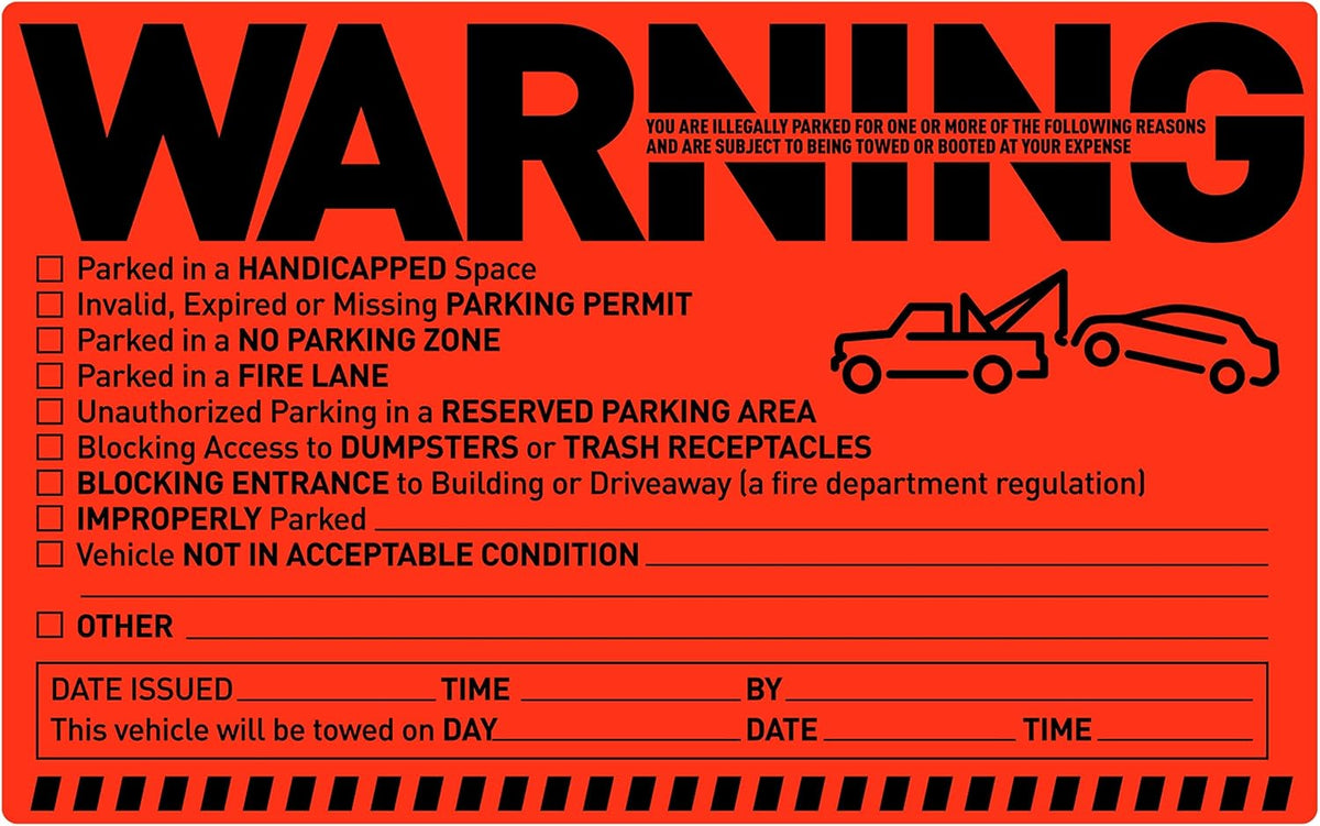Easykart Labels 250 Parking Violation Notice Tow Stickers