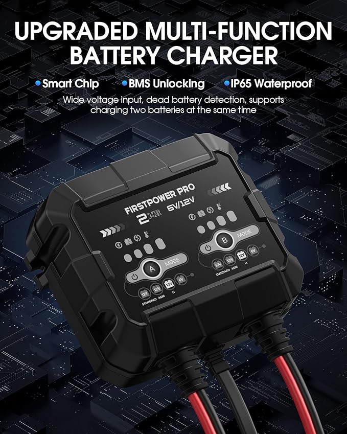 2-Bank, 4A Trickle Charger for Car Battery, 12V 6V Car Battery Charger - Image 10