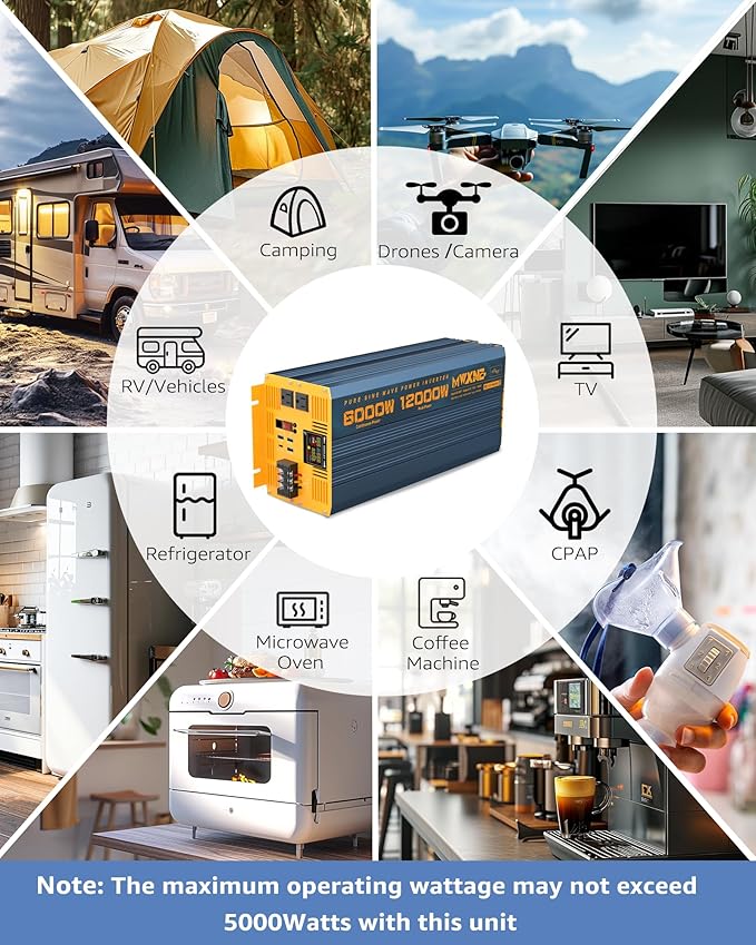 6000 Watt Power Inverter Pure Sine Wave 48V DC to 110V 120V Heavy Duty Inverter - Image 6