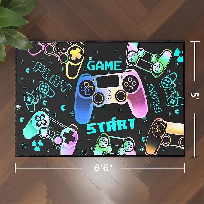 Play Gaming Rug for Bedroom Gamer Mat Gamepad for Boys Room 3x4 for Playroom - Image 2
