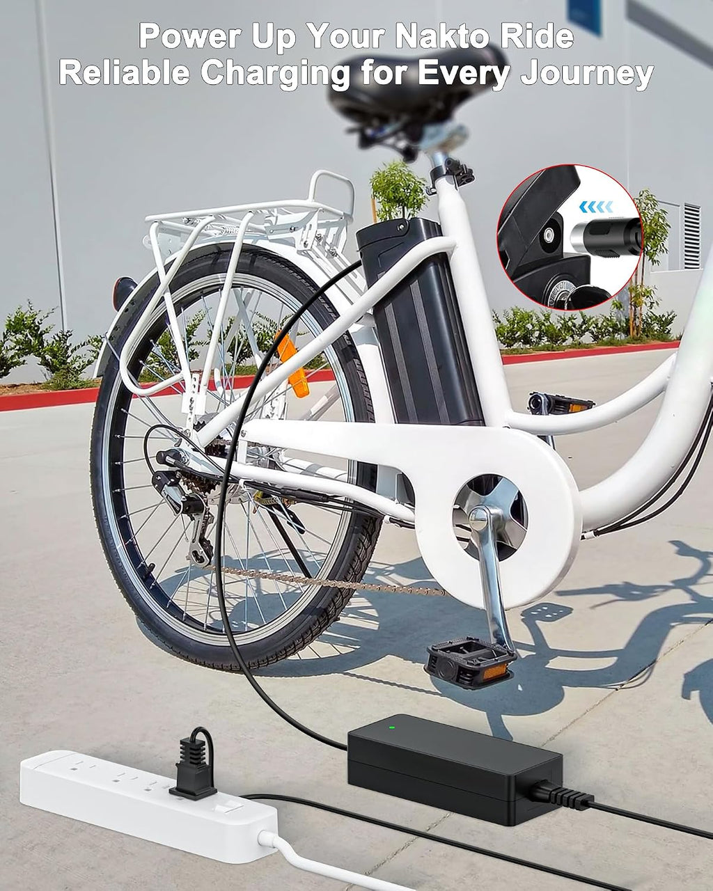 VHBW 42V 2A Charger Compatible with Nakto Camel eBike RCA Plug | Compatible with Nakto Camel eBike and Glion Dolly scooters, 42V 2A output, RCA plug, 7.5FT cord, ETL/SGS tested.
