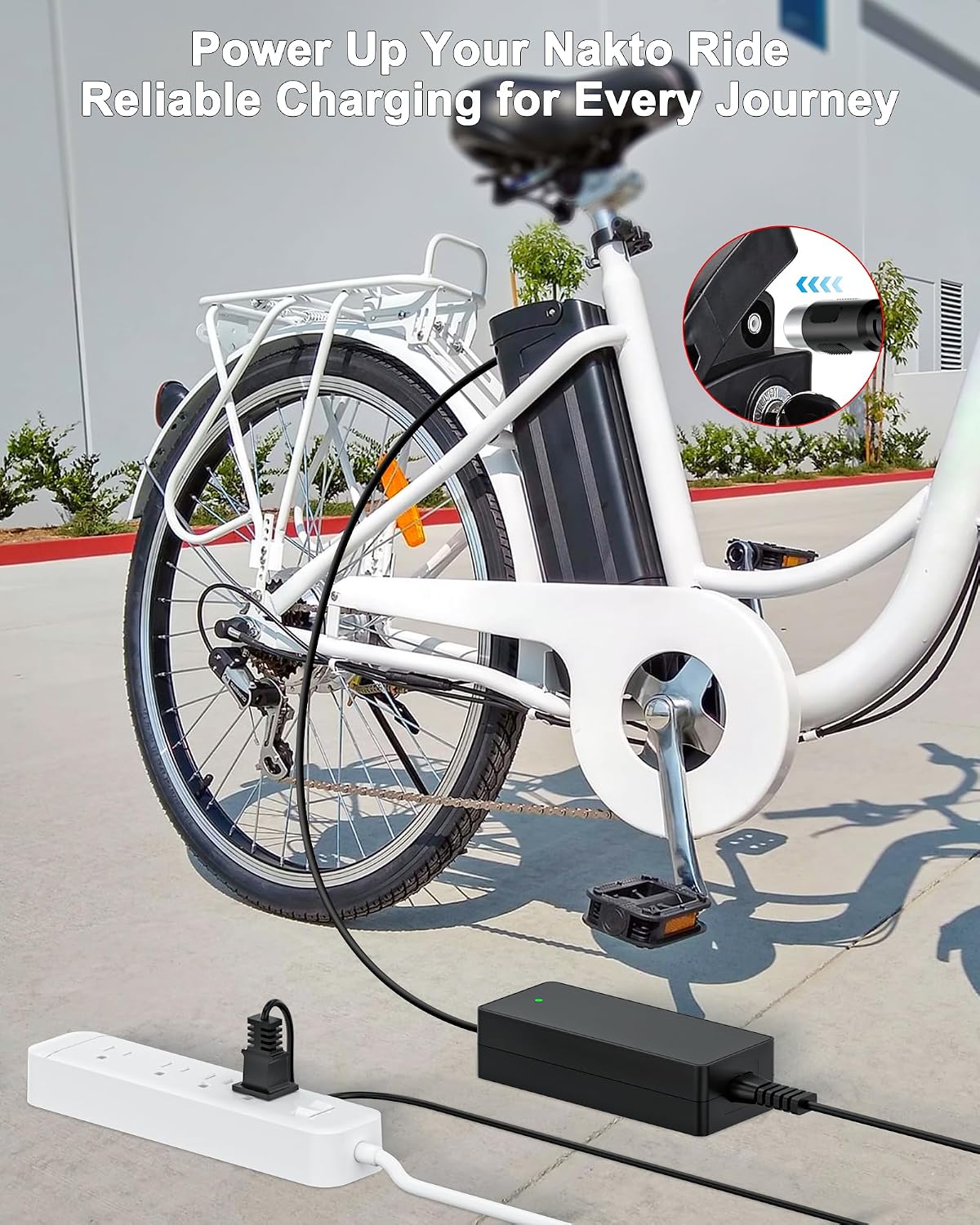 VHBW 42V 2A Charger Compatible with Nakto Camel eBike RCA Plug | Compatible with Nakto Camel eBike and Glion Dolly scooters, 42V 2A output, RCA plug, 7.5FT cord, ETL/SGS tested.