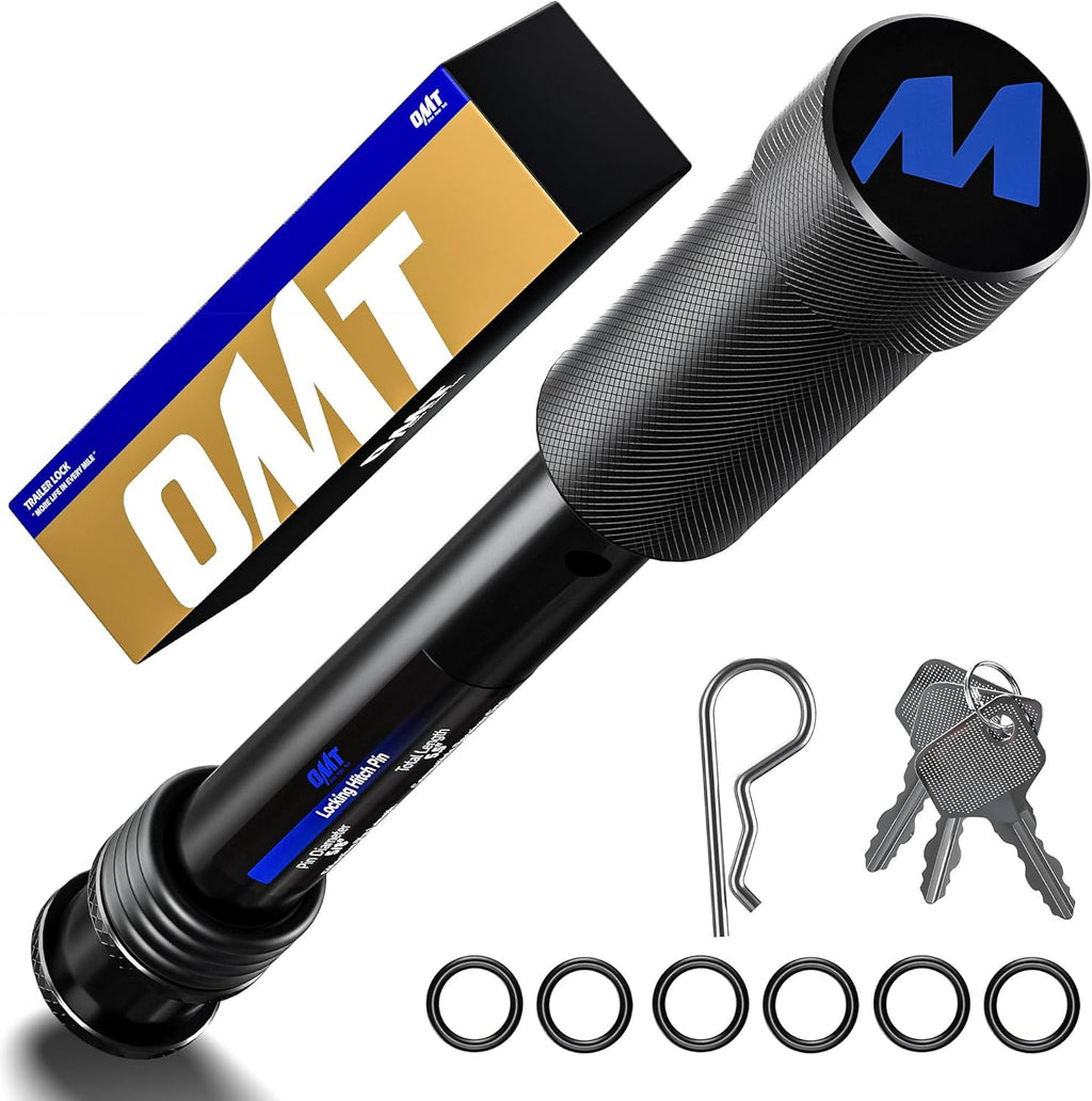 Orion Motor Tech Locking Hitch Pin, Fits 2" Receiver with 5/8" Diameter Hitch Pin Lock, Anti-Theft Steel Hitch Pin Lock with Key for Class III IV Hitches, Anti-Rattle Trailer Hitch Pin with O-Rings