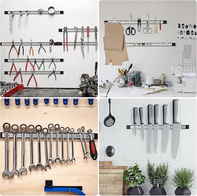 4 Pieces 24" Magnetic Tool Holder Strip, Stainless Steel Surface Tool Magnet Bar - Image 6