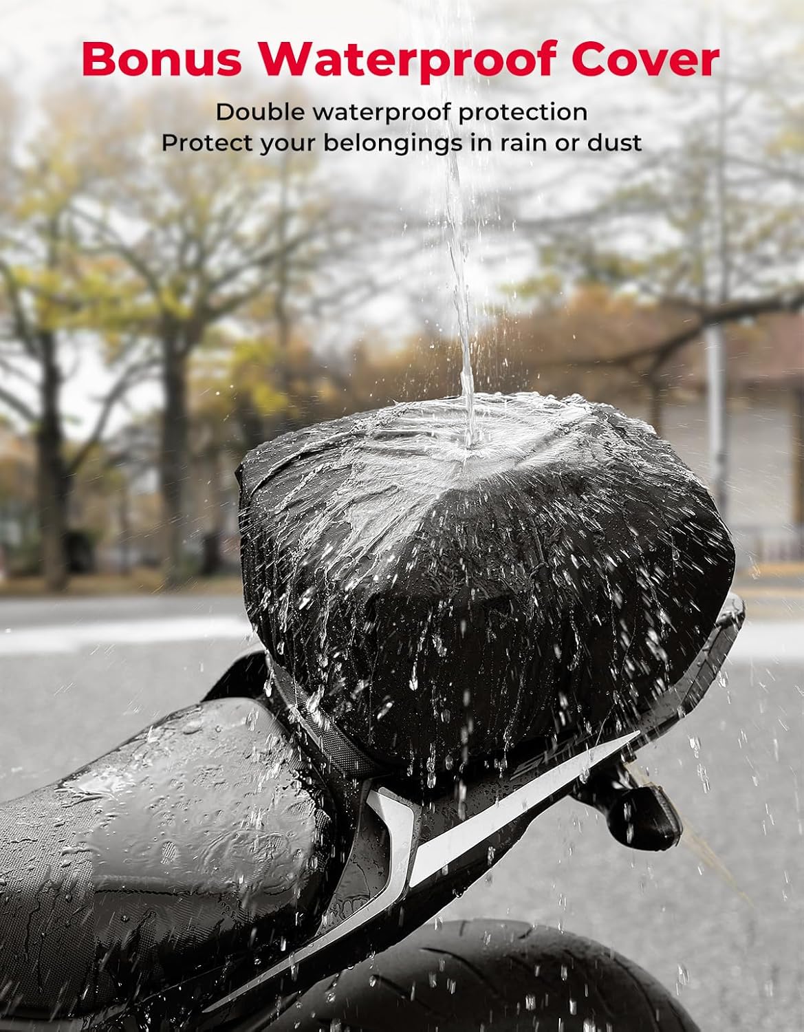 KEMIMOTO Motorcycle Tail Bag, Dual Use Motorcycle Rear Seat Bag with Waterproof Rain Cover, 22L-34L Expandable Motorbike Helmet Bag Luggage Storage Backpack with 6 straps