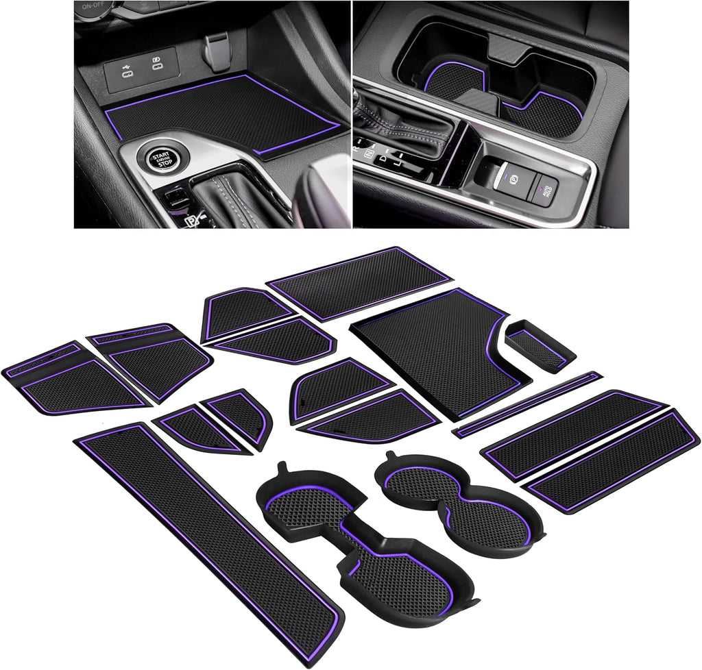 Customized Liners for Nissan Sentra Accessories 2020-2022 2023 2024 2025 3D Cup Holder Insert Liner Center Console Liner Door Pocket Mats Inserts Non-Slip Mats Pad 17-PC Set (Purple Trim)