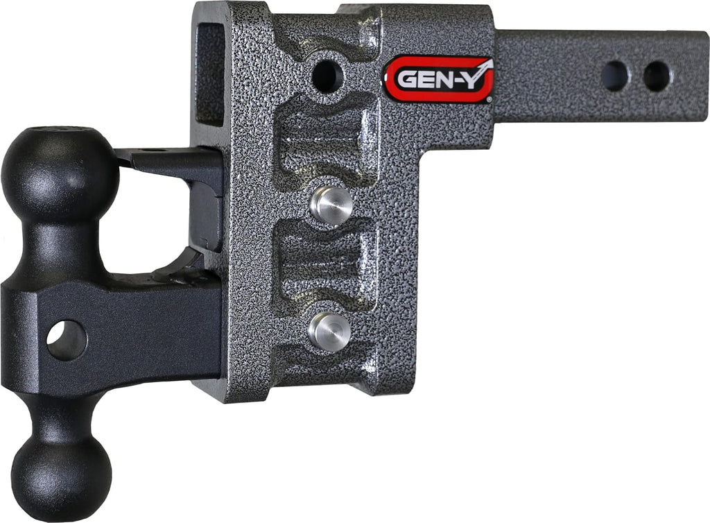 GEN-Y Hitch Tow Hitch for 2" Receiver - 5" Drop/Rise with 3 Adjustable Positions, Includes Dual Ball Mount, Pintle Lock and 2 Locking Pins, 16,000 lbs Towing Capacity, 2,000 lbs Tongue Weight