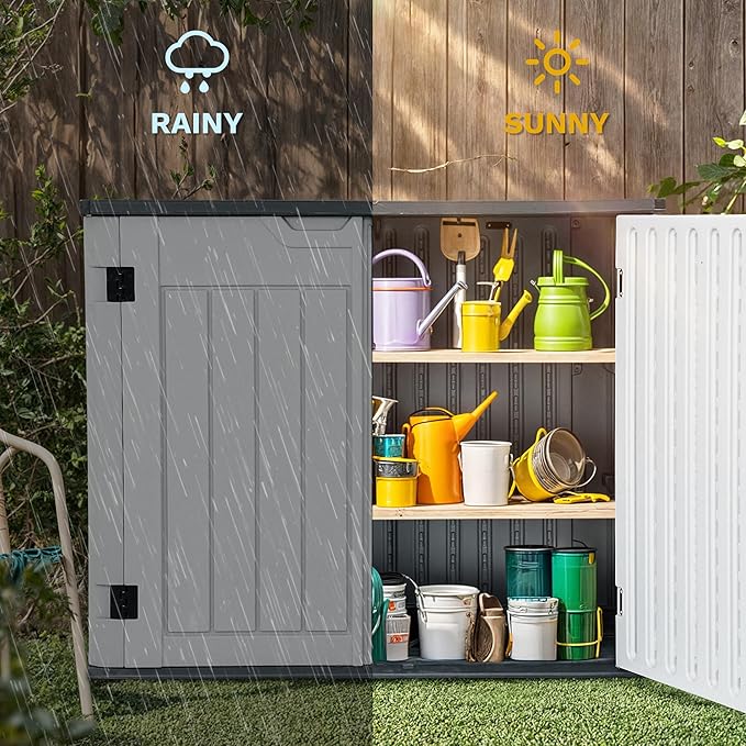 DWVO 47 cu ft Spacious Horizontal Storage Unit, Outdoor Resin Tool Locker - Image 3