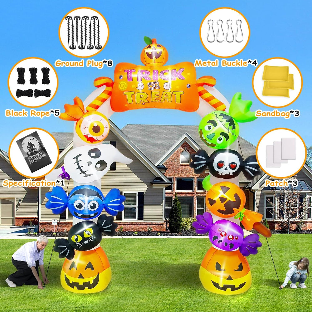 Kalolary 10FT Tall Halloween Inflatables Archway Candy Ghost