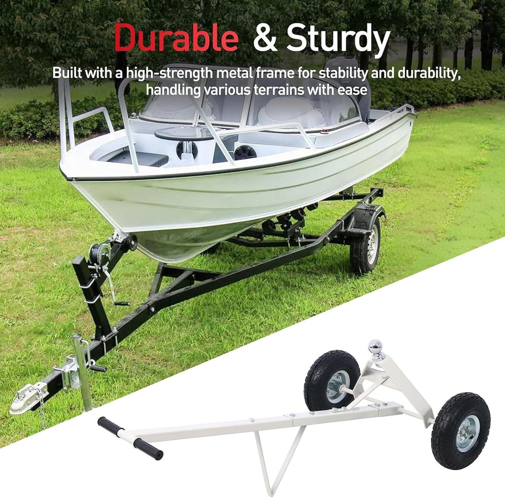 Trailer Dolly, 600LBS Capacity, 1-7/8” Hitch Ball with 10” Pneumatic Tires, Trailer Mover Dolly for Boat Watercraft Jet Ski Moving, Black Powder Coated Steel (Gray)