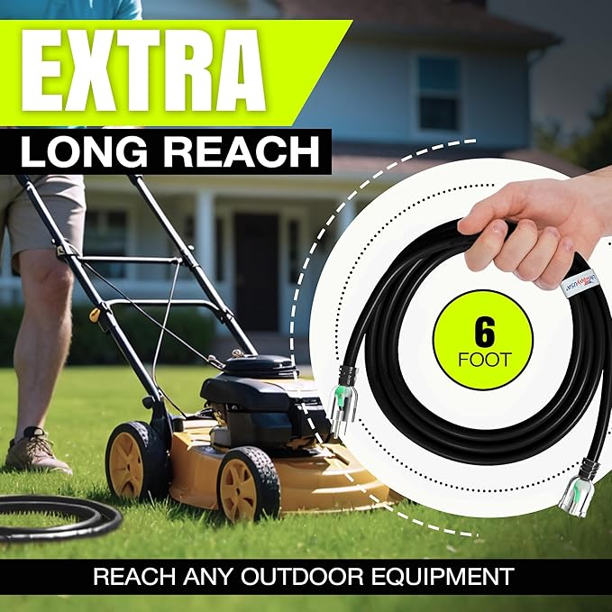 6ft Outdoor/Indoor Extension Cord 16/3 Gauge Heavy Duty 3 Prong SJTW, Waterproof - Image 6