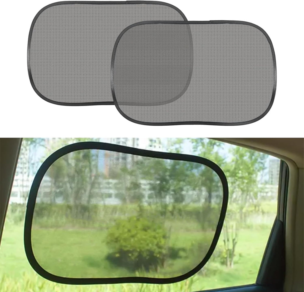 2PCS Car Window Shades, Static Cling Sun Shade for Side Windows, UV & Heat Protection Anti-Glare Auto Window Screen for Baby Safety & Comfortable Driving, Universal Fit Car Accessories