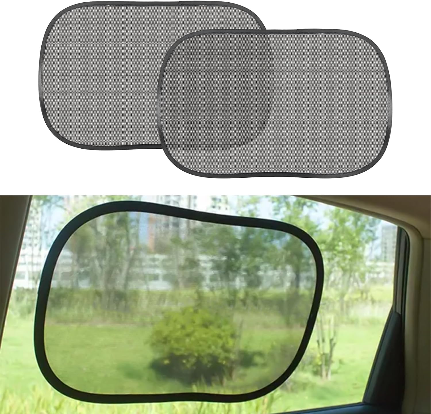 2PCS Car Window Shades, Static Cling Sun Shade for Side Windows, UV & Heat Protection Anti-Glare Auto Window Screen for Baby Safety & Comfortable Driving, Universal Fit Car Accessories