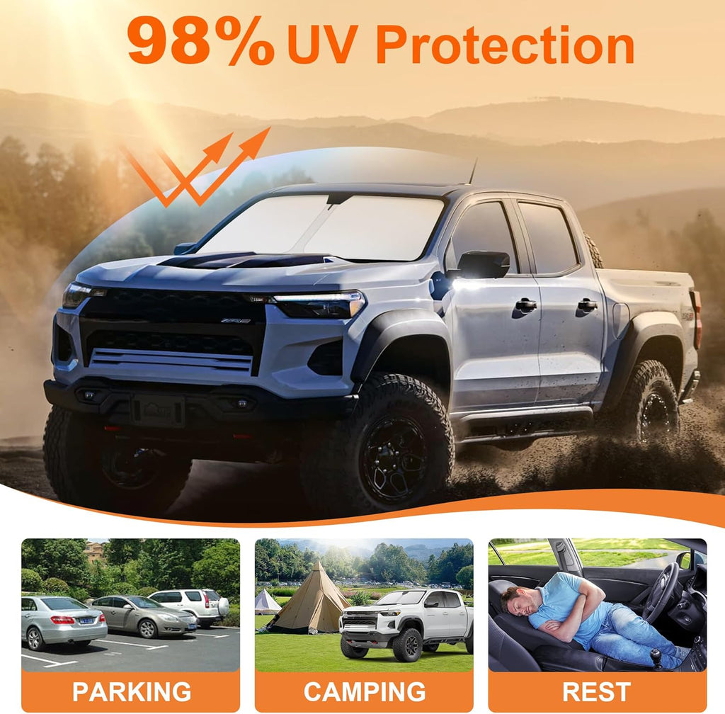 Windshield Sun Shade for Chevrolet Colorado 2023 2024 2025 2026, Foldable Front Windshield Sunshade Protector Block UV Rays for Chevy Colorado Accessories-Keep Your Vehicle Cooler