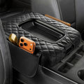 JOYTUTUS Center Console Cover Compatible with Silverado Sierra 2014-2018 Jump Seat, Leather Arm Rest Armrest Cover for Car, Durable Middle Console Cover Replacement for Trucks, with 2 Pocket
