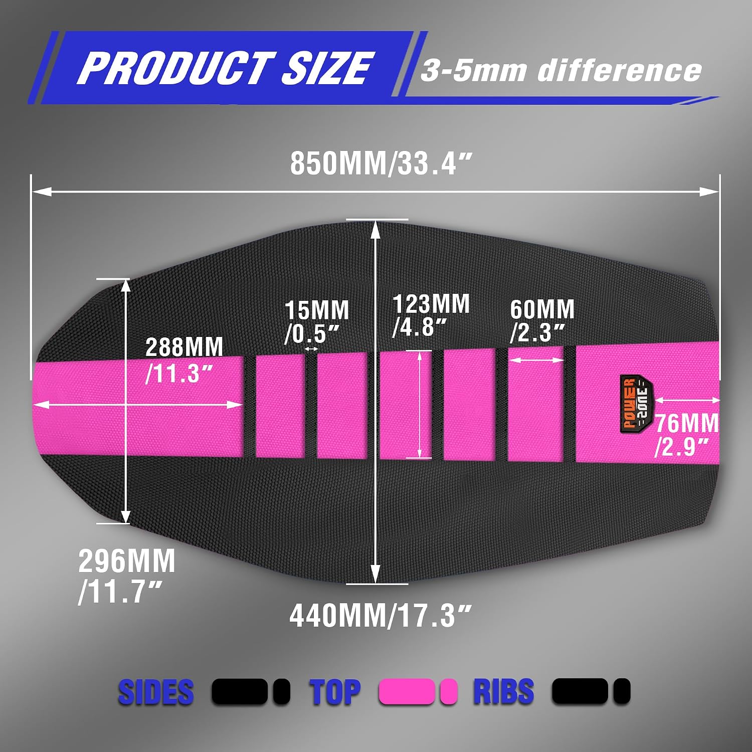 Gripper Rubber Dirt Bike Seat Cover - Universal Soft Seat Cover for Most Dirt Bike Motorcycle (Black-Pink)