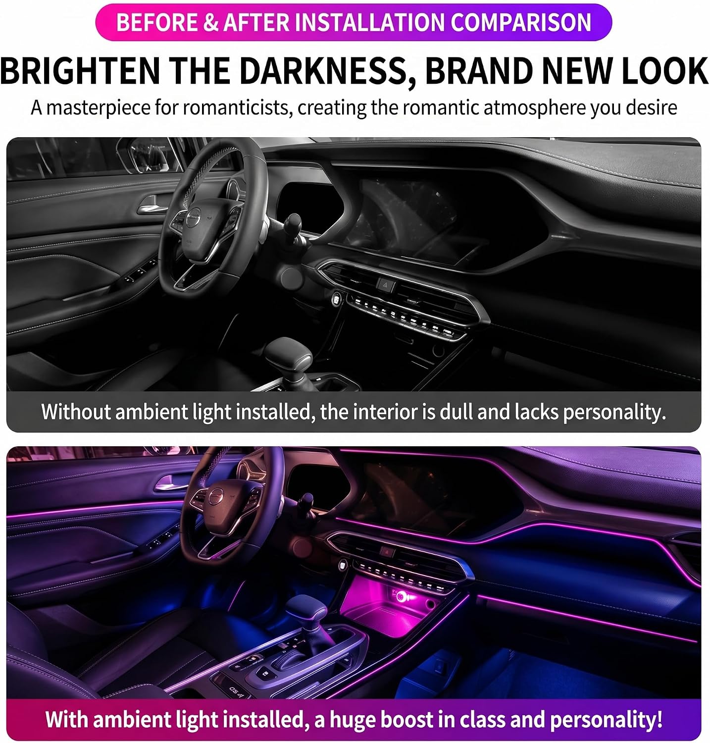 2PCS USB LED Car Interior Night Light, Crystal Mini Decoration Ambient Light Car Interior Atmosphere Lamp, Plug-in USB Interface Auto Trunk Ambient Lighting Kit Universal for Cars (Blue)