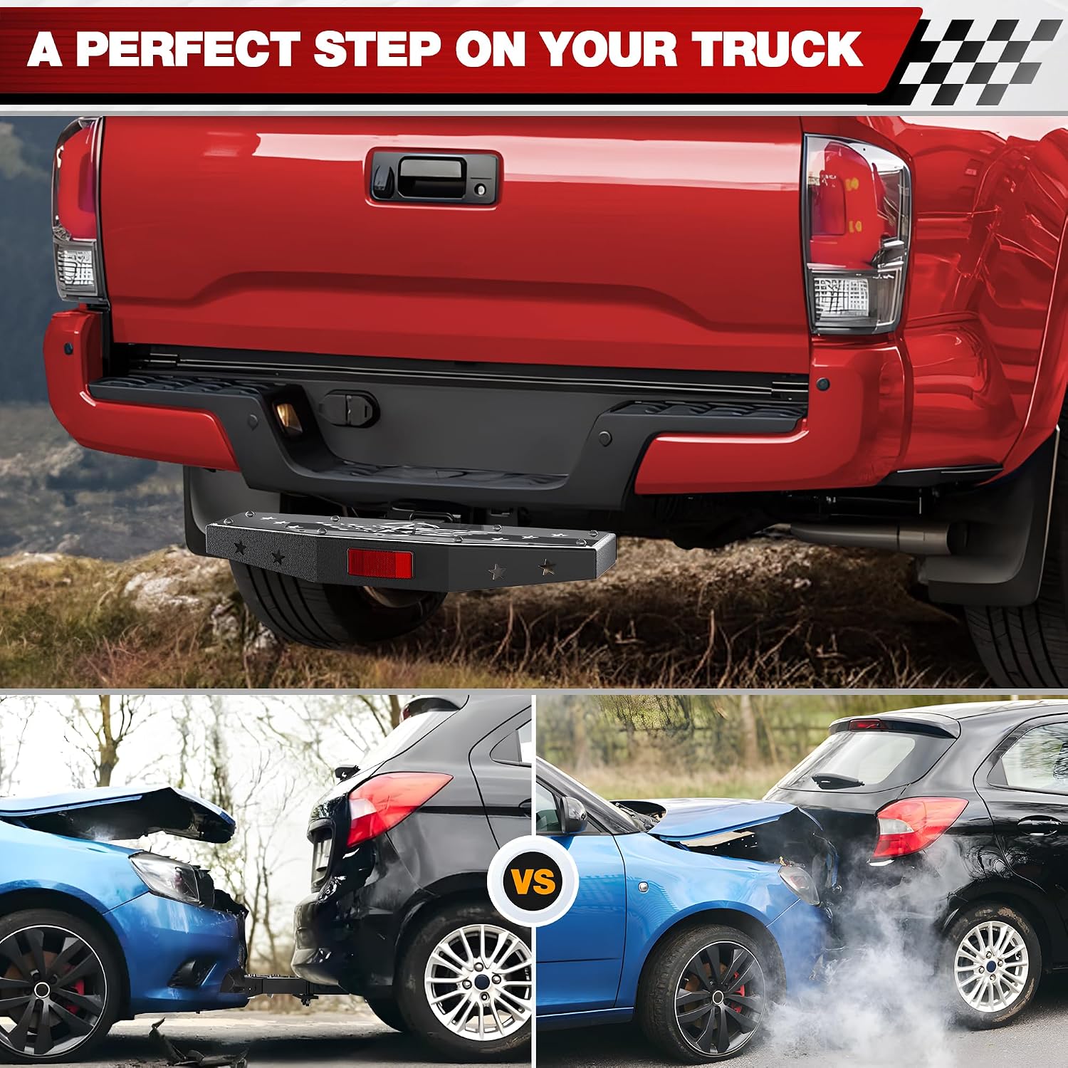 Hitch Step Trailer Hitch Step Fit for 2 Inch Receiver with Pin Lock, Textured Powder Coated, Stainless Steel Panel, 350lbs Maximum Load