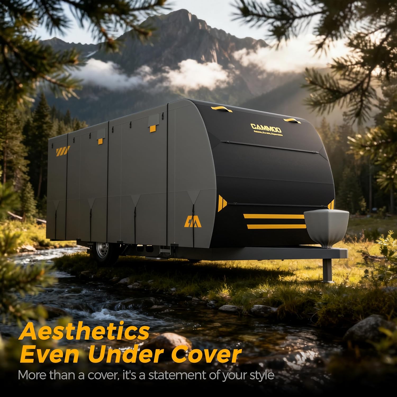 CAMMOO RV Cover for 27-30ft Travel Trailer | 9 Layer 180g Heavy Duty, Snowproof Waterproof Windproof, UV-Resistant All Weather Protection