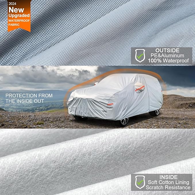 Kayme 6 Layers SUV Car Cover Waterproof All Weather, Outdoor Full SUV Cover - Image 2