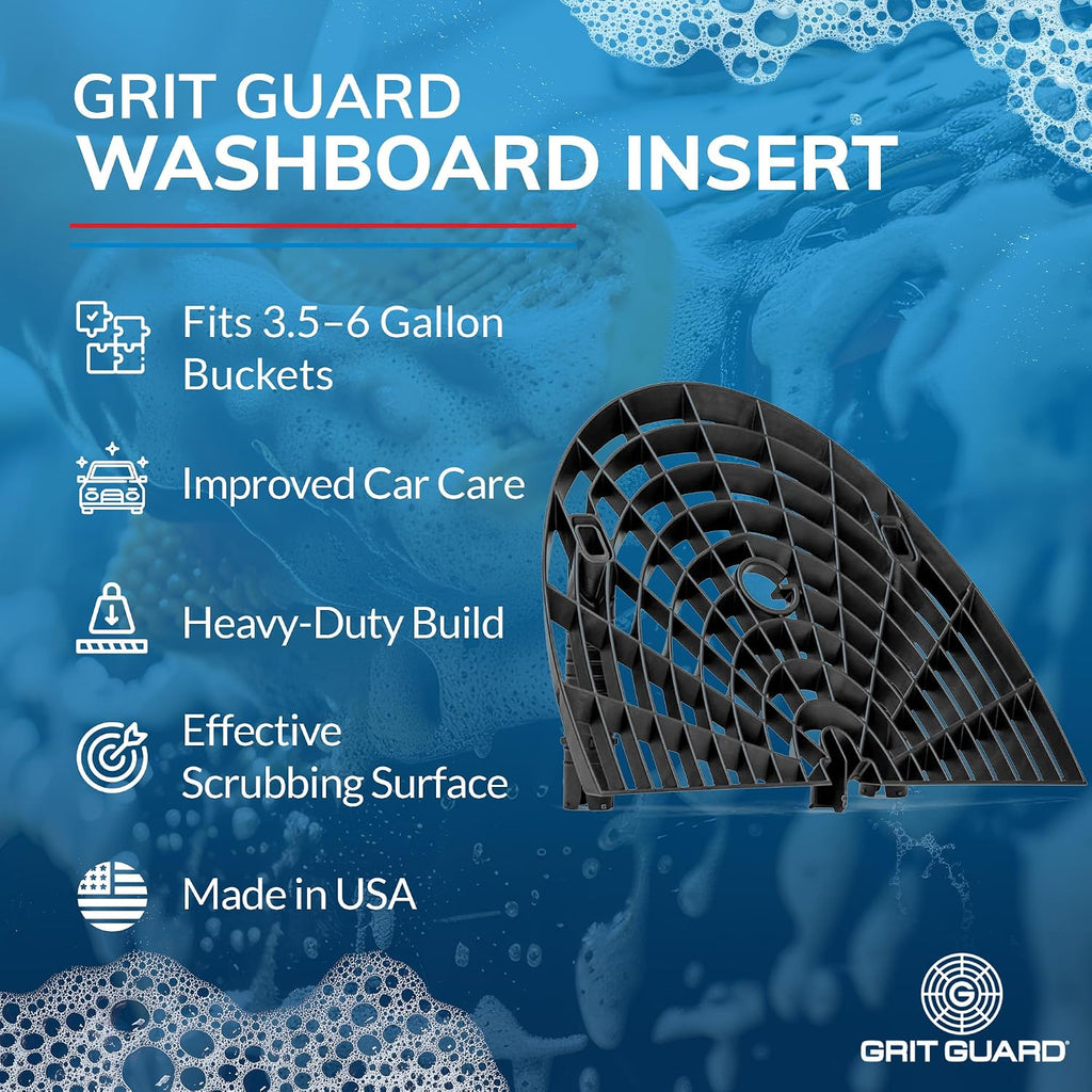 Grit Guard Washboard Bucket Insert, Removes Dirt from Wash Mitt for Car Detailing, Attaches to Grit Guard Insert, Fits Most 3-6 Gallon Car Wash Buckets - Black - Made in the USA