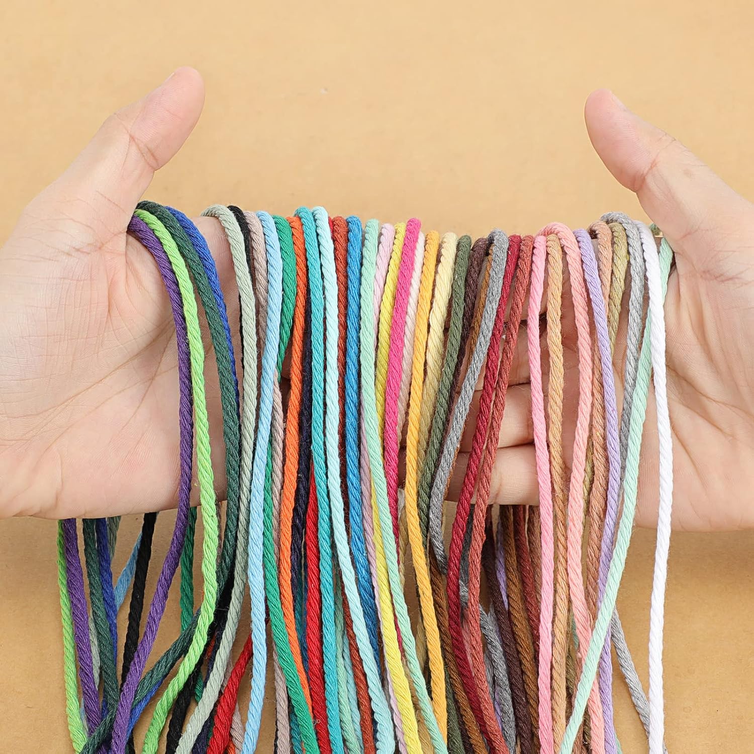 HOMEBOBO Macrame Cord 3mm x 220Yards (656Feet),Natural Cotton Macrame Rope - 4 Strands Twisted Macrame Cotton Cord for Wall Hanging,Plant Hangers,Crafts,Gift Wrapping and Wedding Decorations,Black