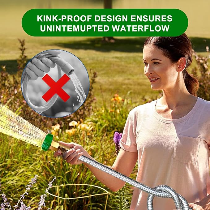 Metal Short Garden Hose 10 Ft 12 Ft, Flexible Stainless Steel Garden Hose 10 - Image 7