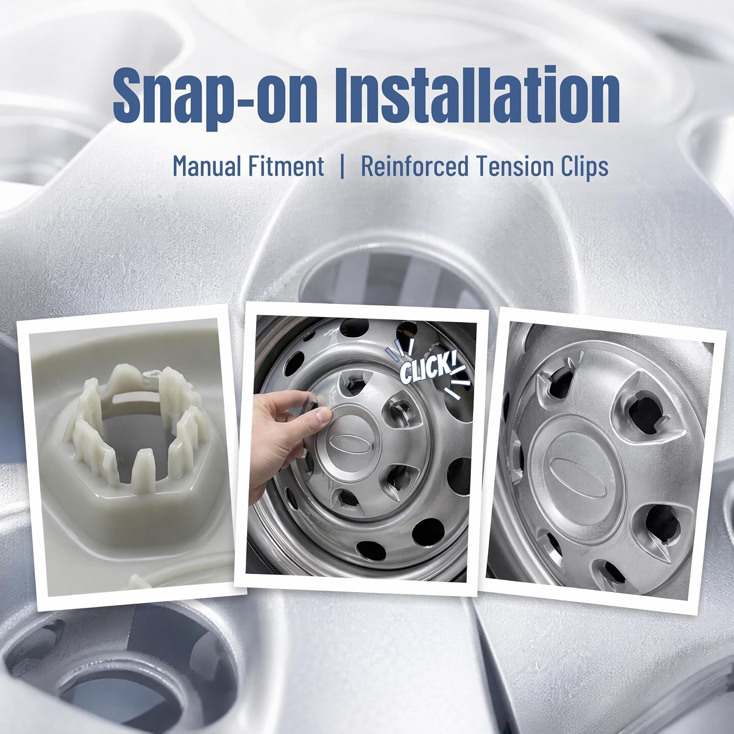 16" Sparkle Silver Wheel Center Cap, 6 Lug Holes, for Ford Transit 150 250 350 AWD 2019-2026, Replaces Part KK4V-1130-AB, Set of 4
