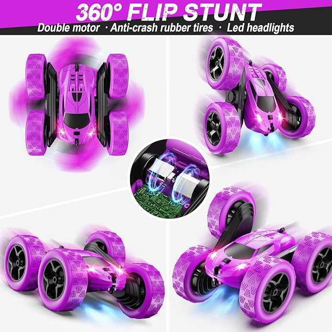 RC Cars, 2.4 GHZ Double Sided RC Stunt Car 360° Rotating Remote Control Crawler - Image 4