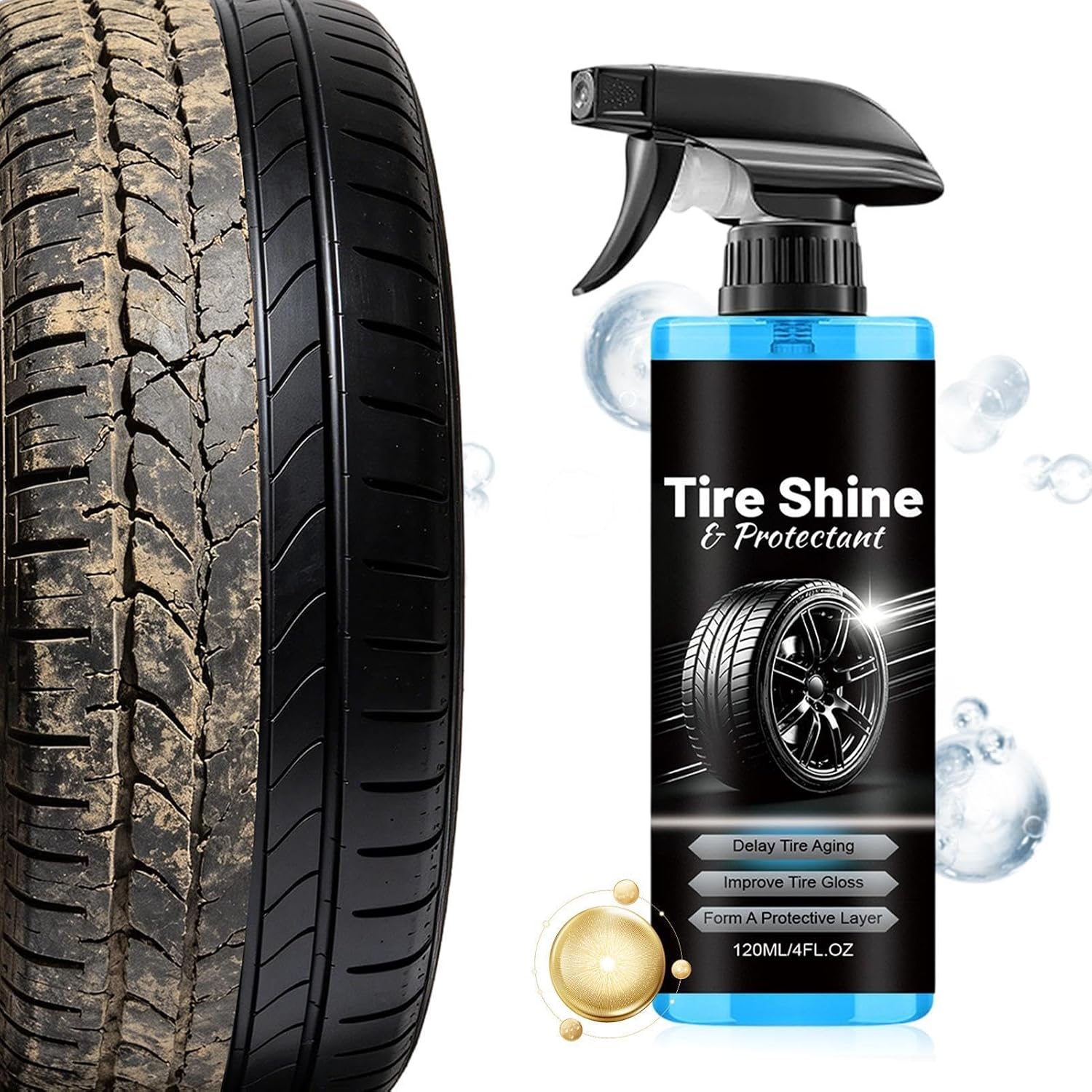 Wheel Pólish Coating – Tire Shine Solution, Rubber Care Fluid, High Gloss Finishing treatmênt | Protective Maintenance Liquid for Vehicle Detailing Exterior