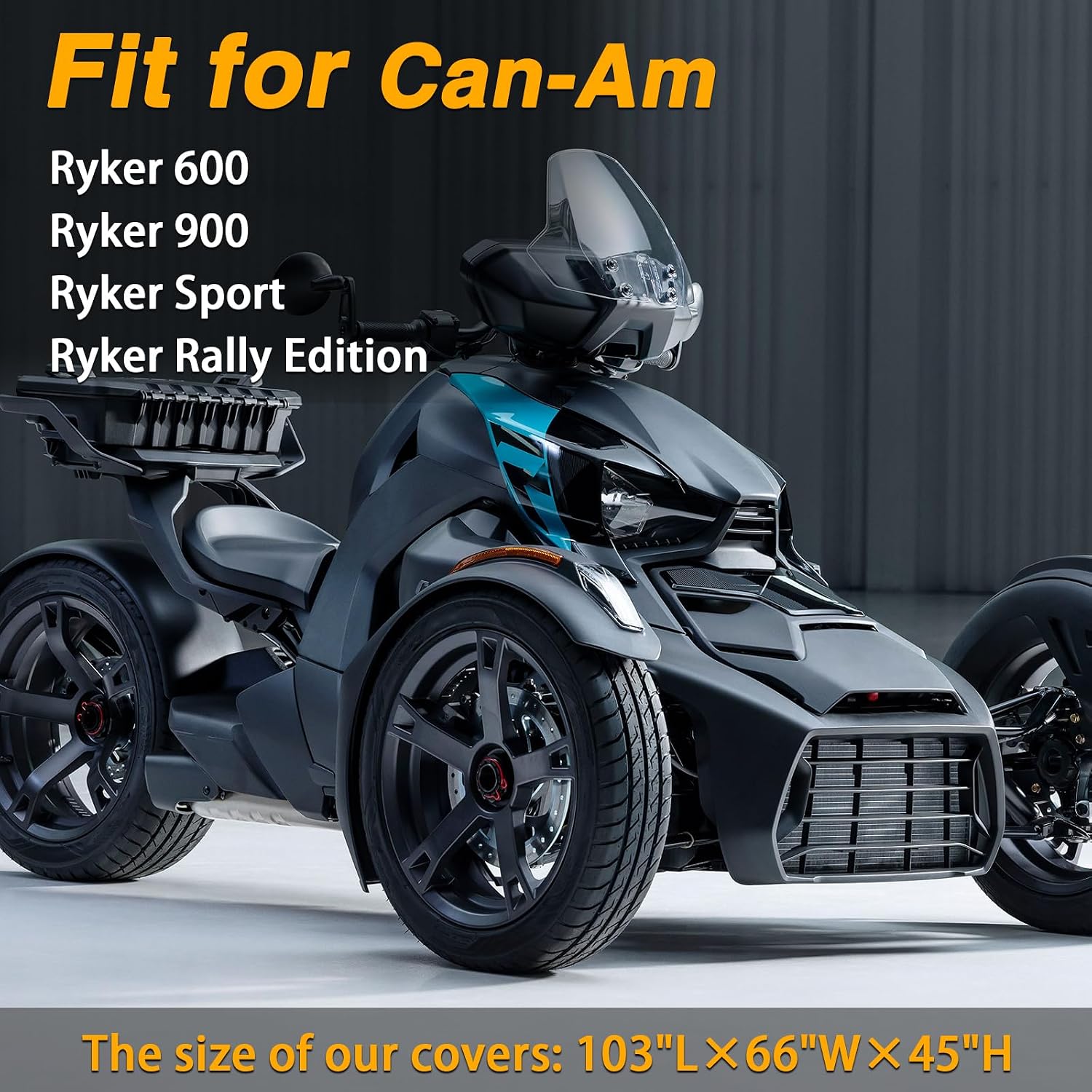 EVRBUL 3-Wheel Vehicles Cover Dustproof and Waterproof Full Motorcycle Cover Compatible with Can-Am Ryker 600 Ryker 900 Ryker Sport Ryker Rally Edition Fit up to 103"