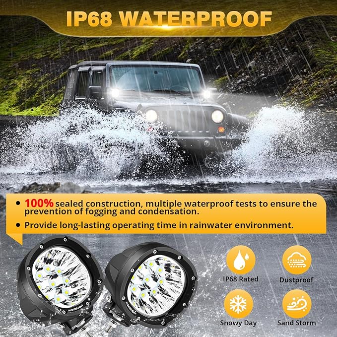 Auxbeam P4 Series 4 Inch 90W Round LED Offroad Lights, Spot Beam LED Pods - Image 4