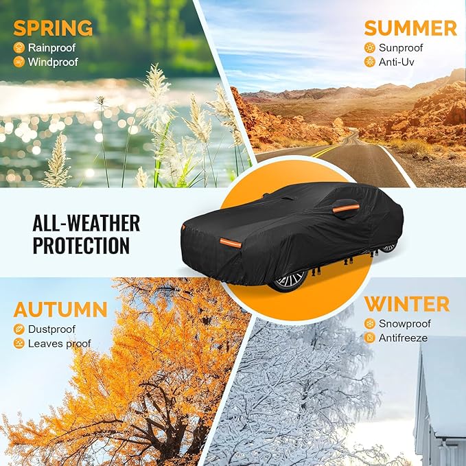 30 Layers Car Cover for Automobiles All Weather Waterproof, Outdoor Snowproof - Image 5