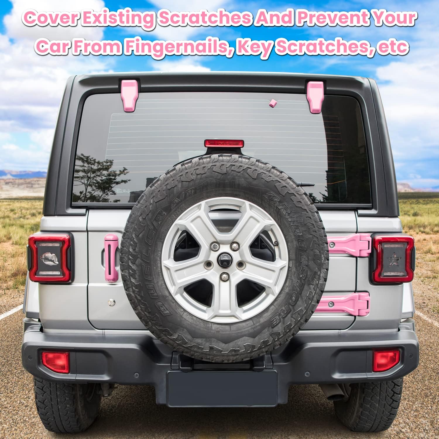 26PCS Full Set Exterior Decoration Trim Kit for Jeep Wrangler JL JLU 2018-2023 Door Hinge Handle Engine Hood Hinge Hood Latch Wheel Eyebrow Side Air Outlet Rear Tailgate Window Hinge Cover (Pink)
