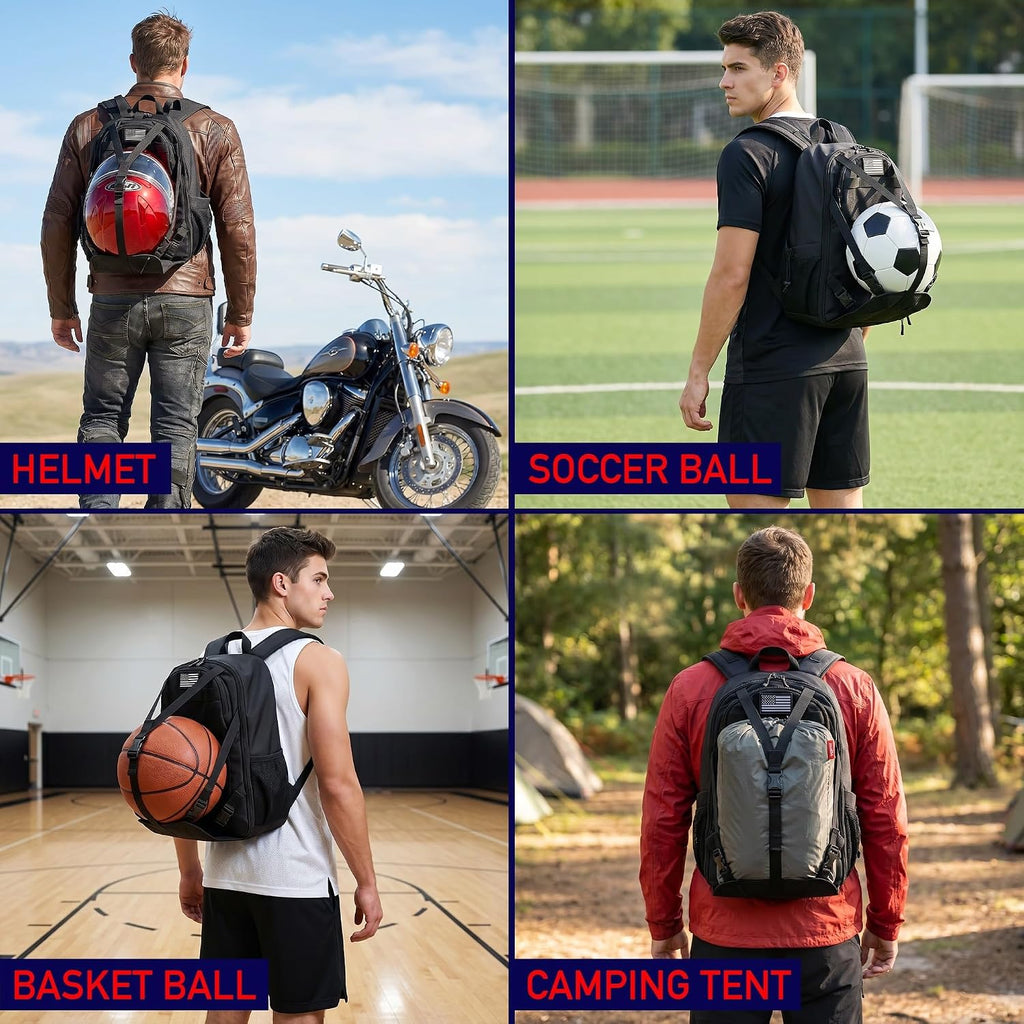 Nomad Motorcycle Backpack Fits Helmet, Bike Sissy Bar Backpack Lightweight Military Molle Tactical Back Pack Men/Women, Laptop Rucksack, Water Resistant Assault Pack Travel, Camping, Hiking Back Pack