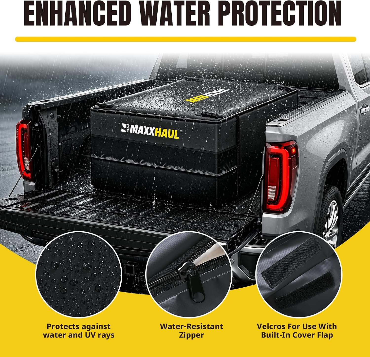 MaxxHaul Truck Bed Cargo Bag - 26 Cu. Ft. Heavy Duty Waterproof Carrier for Pickup Trucks & SUVs - 50"x40"x22" - Includes Bungee Cords (50130)