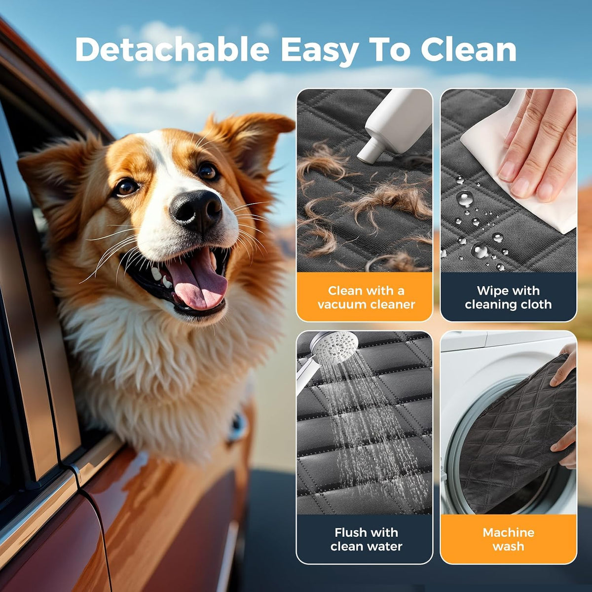 dog car seat cover for back seat, hard, front angle view