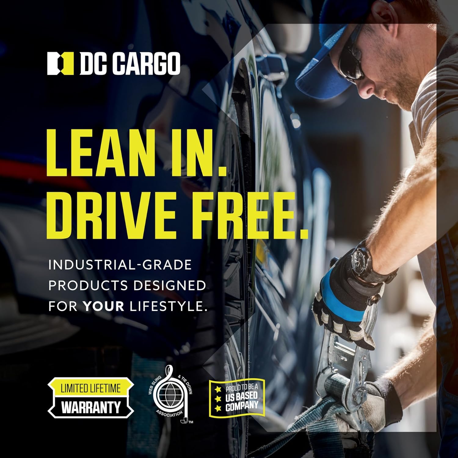 DC Cargo Tie Down Transport Chains - Heavy Duty Tow Chain With 3/8" Grade 70, Log Hooks, G70 Load Binder, 20 ft Long, 6,600 lbs WLL (Pack of 4)