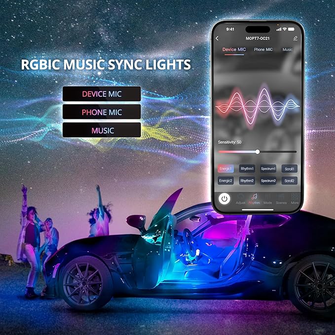 OPT7 Aura DreamColor RGB-IC Car Interior Ambient Light, Color Chasing Light Kit - Image 7