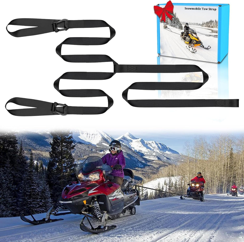 Snowmobile Tow Strap with Hook, 19ft Tow Rope, Quick Hook Up for Sled, Skidoo, ATV, Emergency Kit Accessory