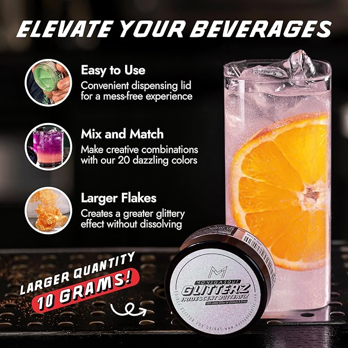 MONÉGASQUE Iridescent Edible Glitter for Drinks 10g – Halloween Edible Glitte...