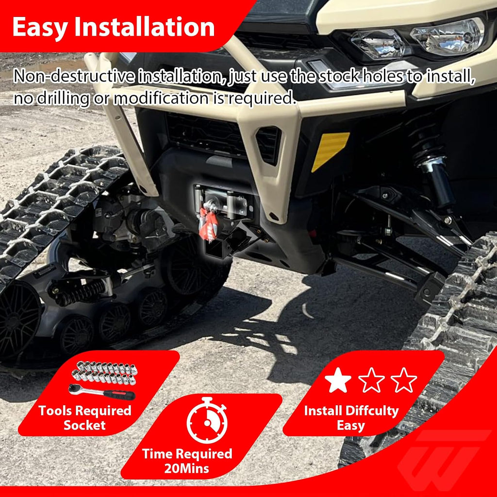 WeiSen 2" Front Lower Receiver Hitch Compatible with Can Am Defender HD5/HD7/HD8/HD9/HD10 MAX/PRO/6X6 2016-2026