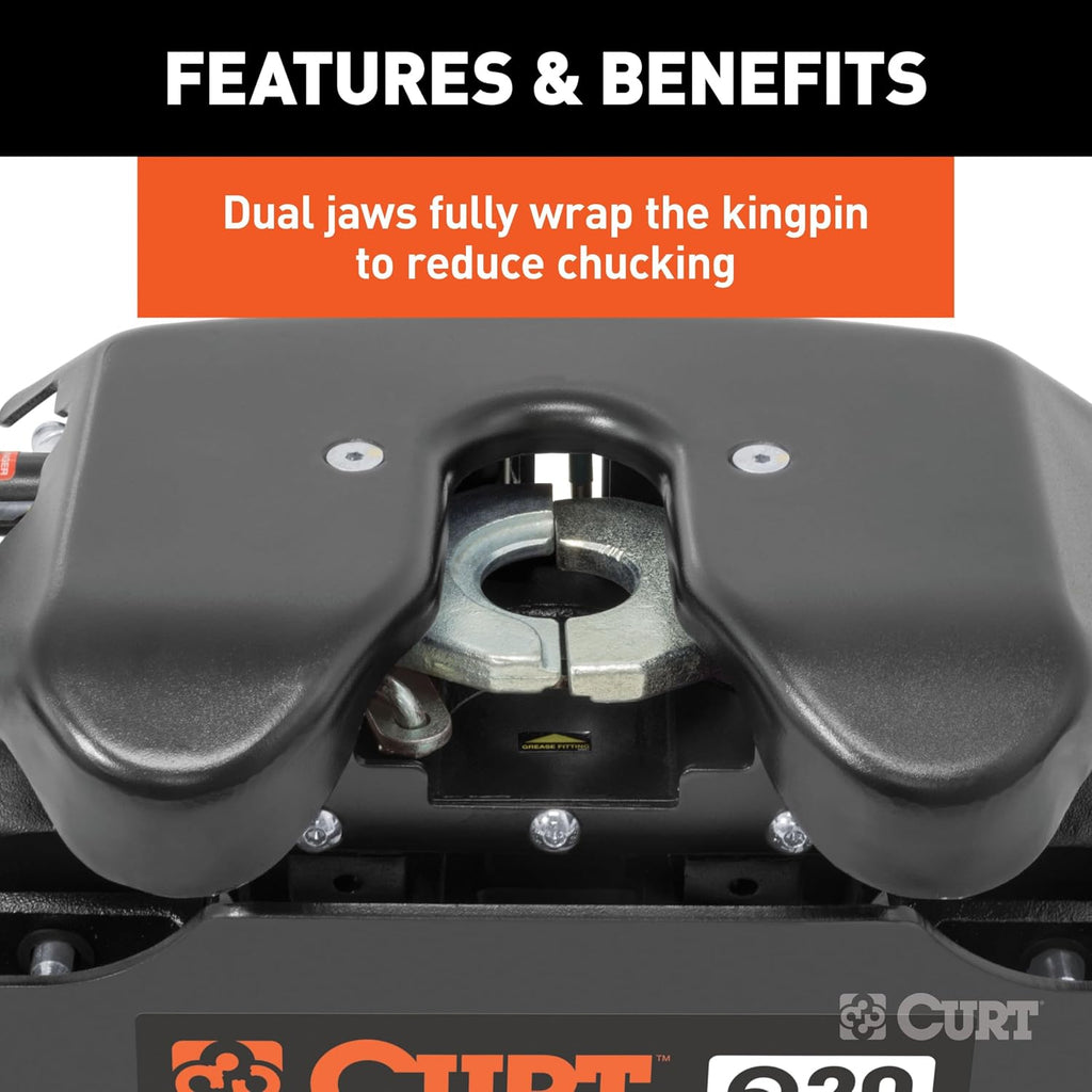 CURT 16130 Q20 5th Wheel Hitch, 20,000 lbs, Black