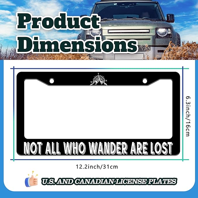 Not All Who Wander are Lost License Plate Frame Mountain Compass Stainless - Image 3