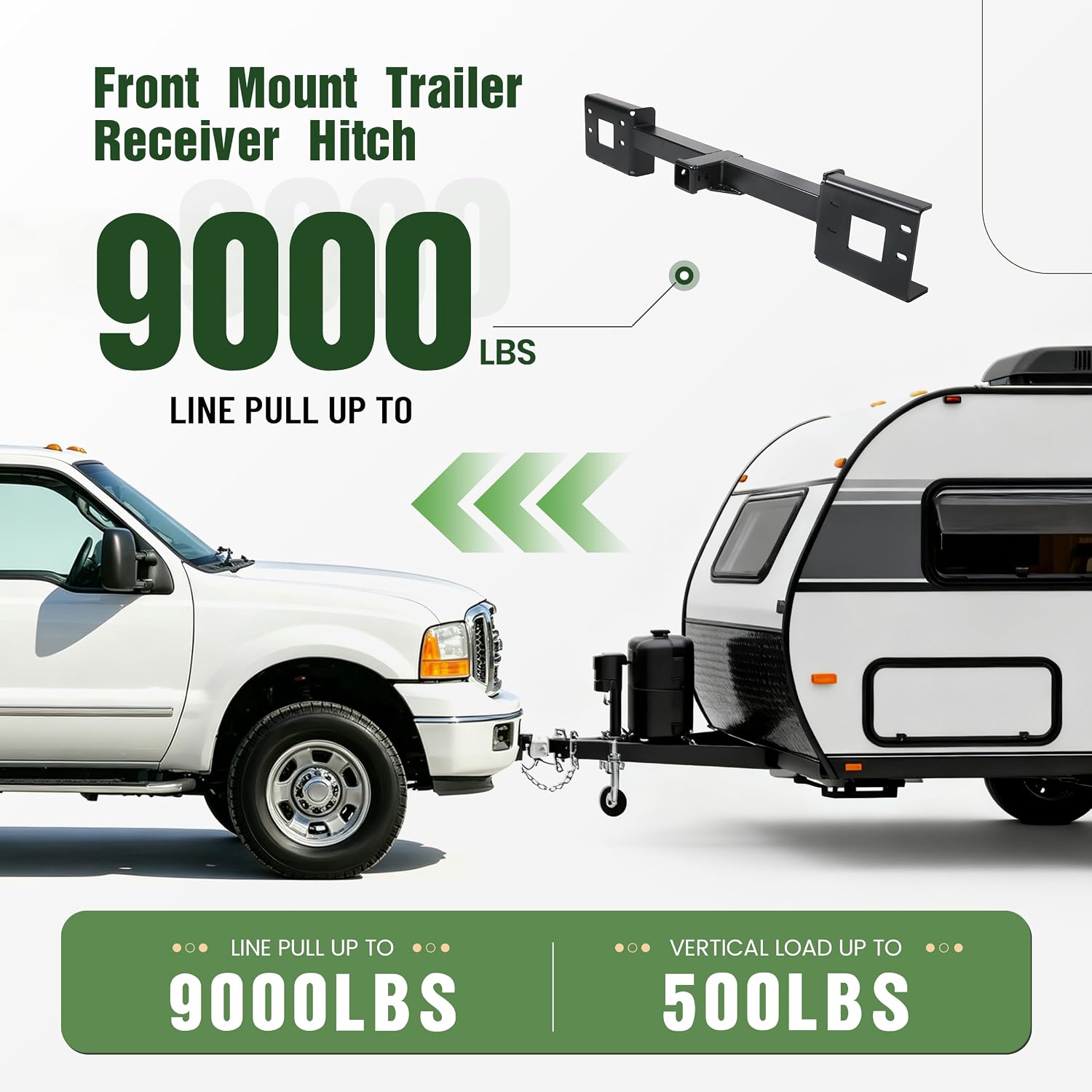 ALMULOO 2" Front Mount Trailer Receiver Hitch Compatible with 1999-2007 Ford F-250/350/450/550 Super Duty w/2" Receiver Powder Coated Steel Replacement for 65022