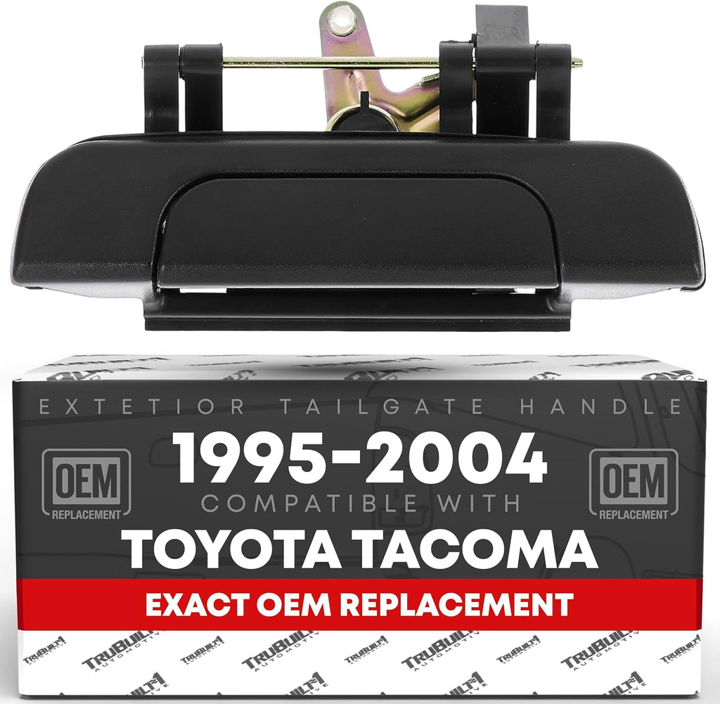 T1A Tailgate Handle Assembly Replacement - Compatible with 1995-2004 Toyota Tacoma - Liftgate Latch Assembly, Textured Black - Plastic - OEM 69090-35010, TO1915102, 79605