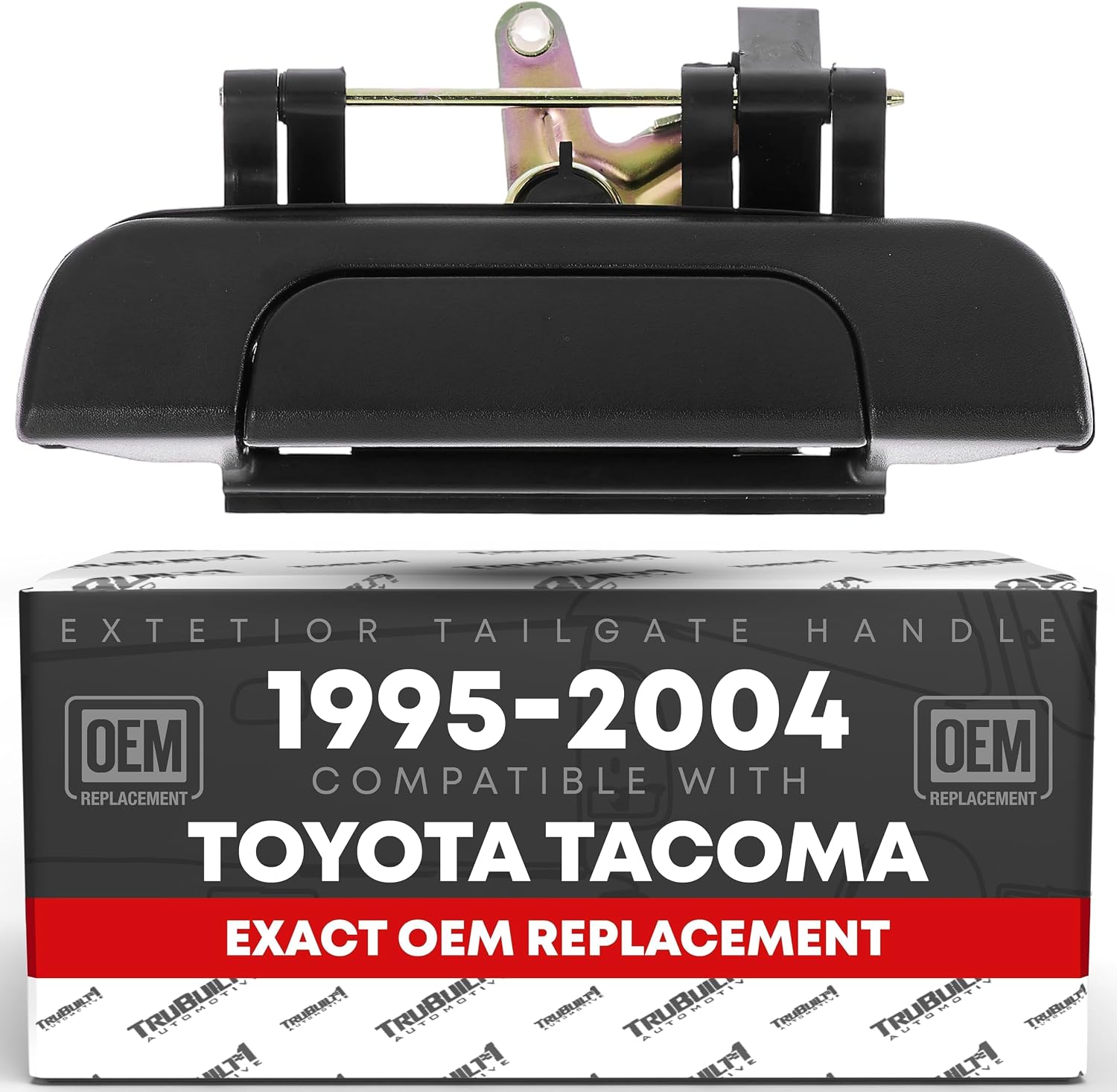 T1A Tailgate Handle Assembly Replacement - Compatible with 1995-2004 Toyota Tacoma - Liftgate Latch Assembly, Textured Black - Plastic - OEM 69090-35010, TO1915102, 79605